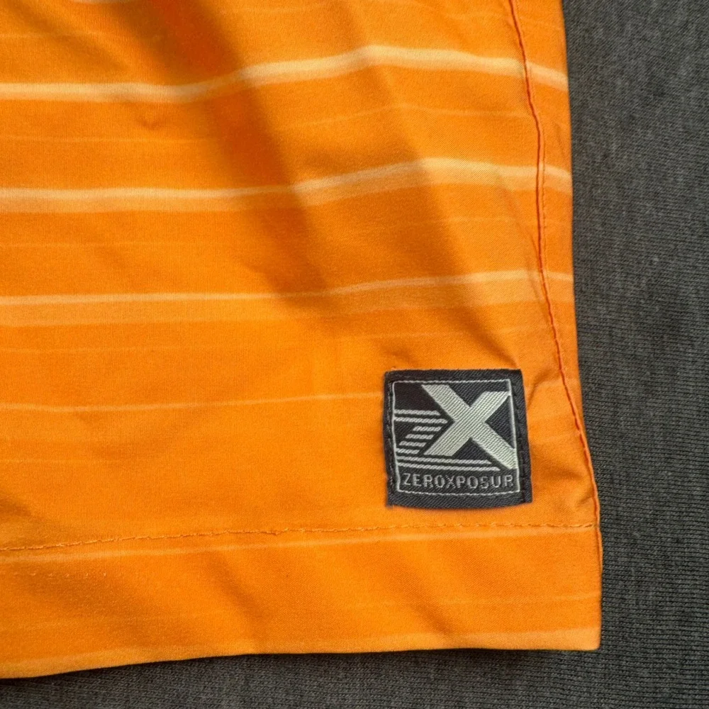 ZeroXposur Kids Orange Striped Board‎ Shorts Swim Trunks Size S Small Zip Pocket